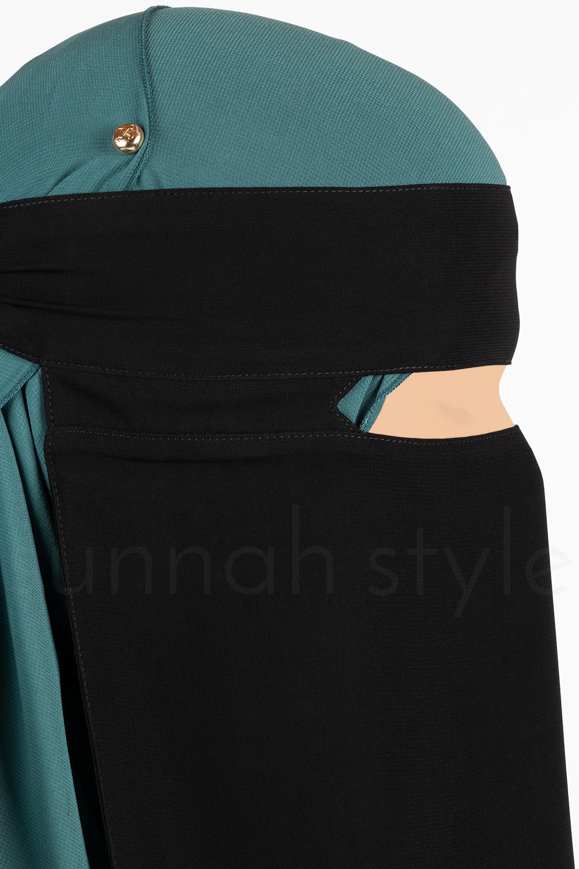 Sunnah Style No-Pinch One Layer Niqab Black